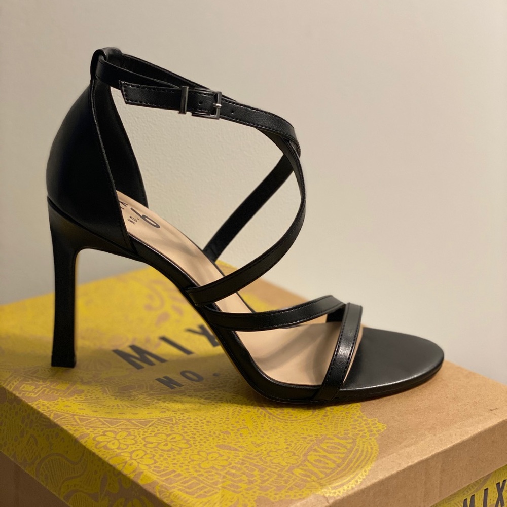 Black strap heels